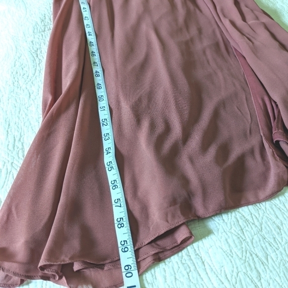 BILL Levkoff Rose wood Chiffon Dress with Spaghetti straps 10 - Picture 13 of 16